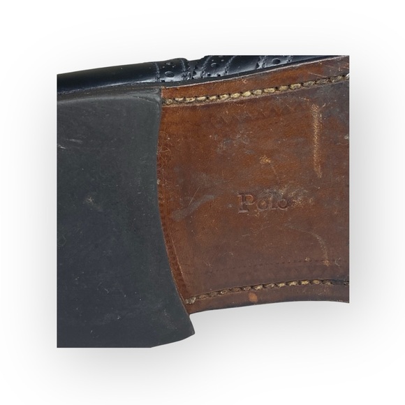 Polo Ralph Lauren ❁ Classic Oxford Wingtip Dress Shoes ❁ Black Leather ❁ 11.5 - Picture 13 of 17